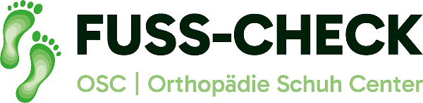 Fuss-Check Logo mit Fußabdrücken