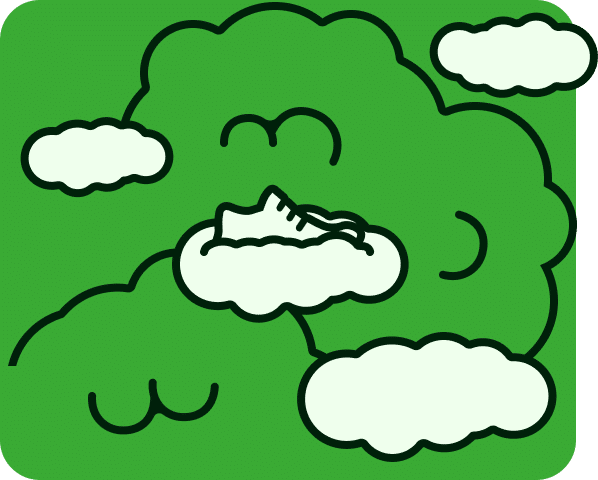 Schuhe in einer Wolkenlandschaft