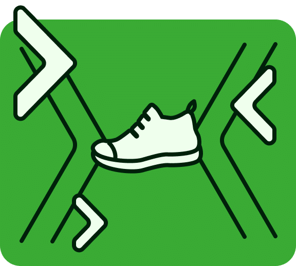 Sicherheitsschuh auf grünem Hintergrund